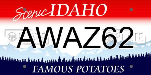 AWAZ62 Idaho License Plate