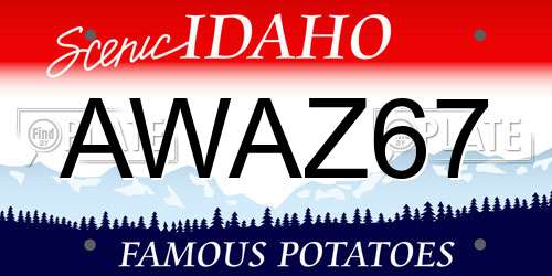 AWAZ67 Idaho License Plate