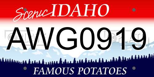 AWG0919 Idaho License Plate