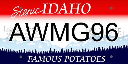 AWMG96 Idaho License Plate