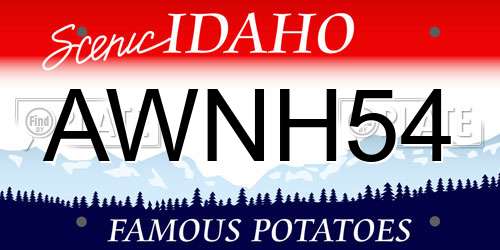 AWNH54 Idaho License Plate