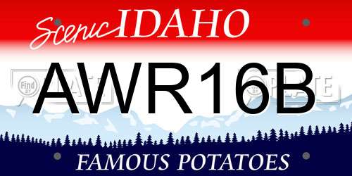 AWR16B Idaho License Plate