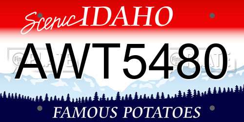 AWT5480 Idaho License Plate