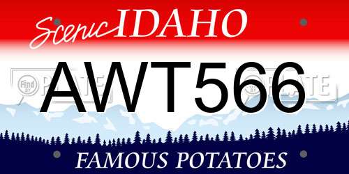 AWT566 Idaho License Plate