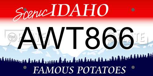 AWT866 Idaho License Plate