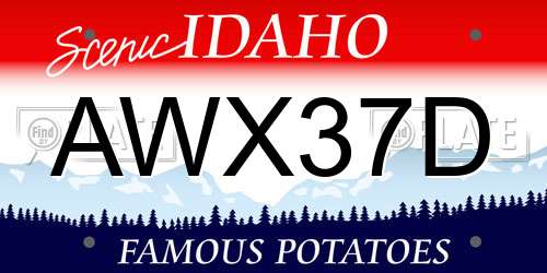 AWX37D Idaho License Plate