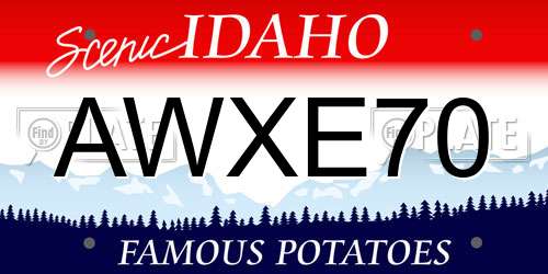 AWXE70 Idaho License Plate