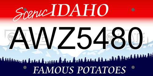 AWZ5480 Idaho License Plate