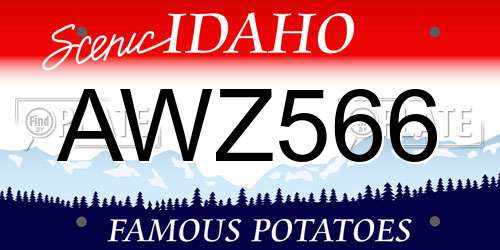 AWZ566 Idaho License Plate
