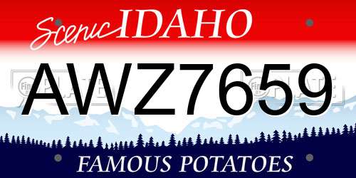 AWZ7659 Idaho License Plate