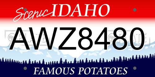 AWZ8480 Idaho License Plate