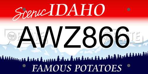 AWZ866 Idaho License Plate
