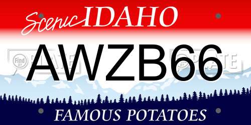 AWZB66 Idaho License Plate