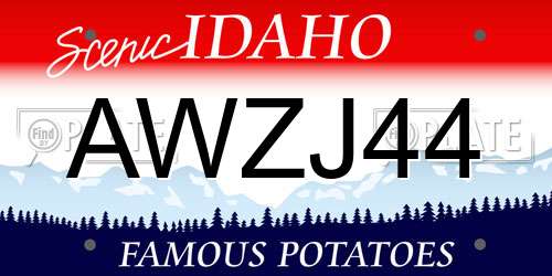 AWZJ44 Idaho License Plate