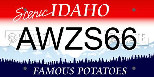 AWZS66 Idaho License Plate