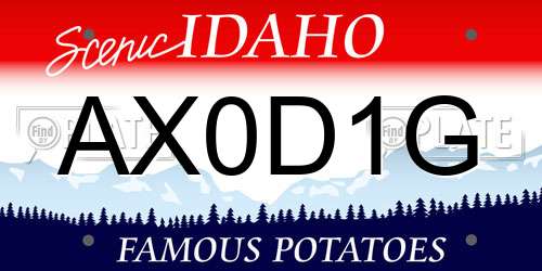 AX0D1G Idaho License Plate