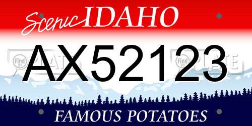 AX52123 Idaho License Plate