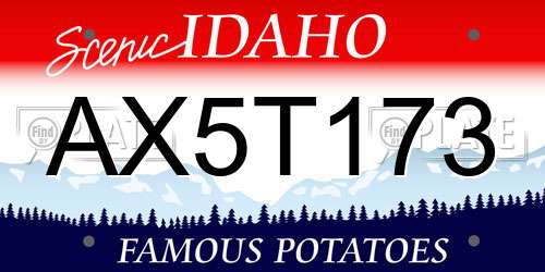 AX5T173 Idaho License Plate