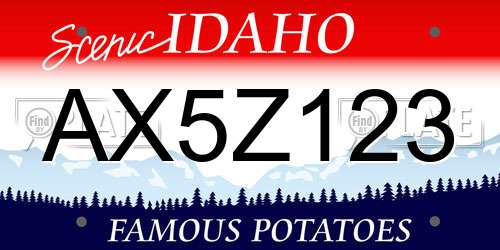 AX5Z123 Idaho License Plate