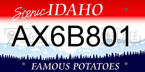 AX6B801 Idaho License Plate