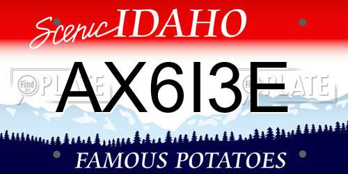 AX6I3E Idaho License Plate