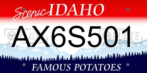 AX6S501 Idaho License Plate