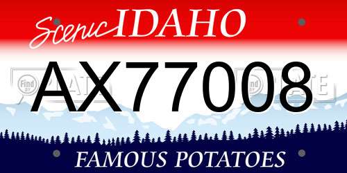 AX77008 Idaho License Plate