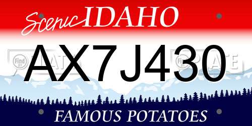 AX7J430 Idaho License Plate