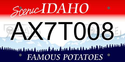 AX7T008 Idaho License Plate