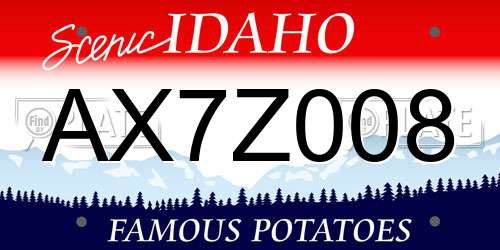 AX7Z008 Idaho License Plate