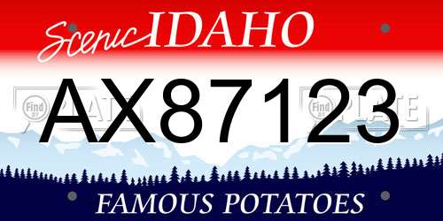 AX87123 Idaho License Plate
