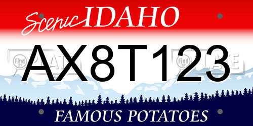AX8T123 Idaho License Plate