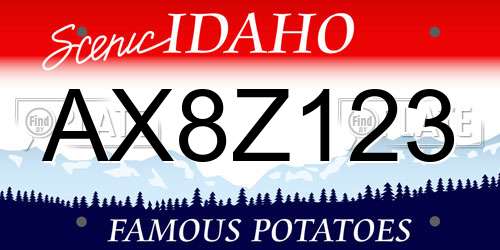AX8Z123 Idaho License Plate