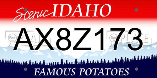 AX8Z173 Idaho License Plate
