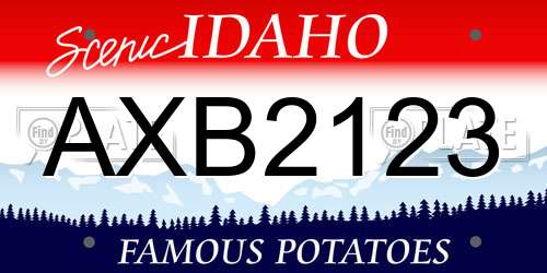 AXB2123 Idaho License Plate