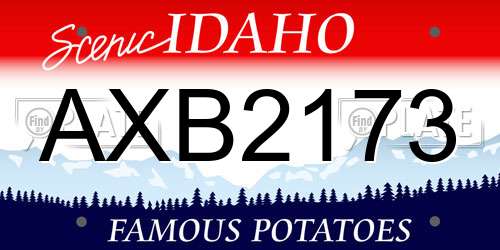 AXB2173 Idaho License Plate