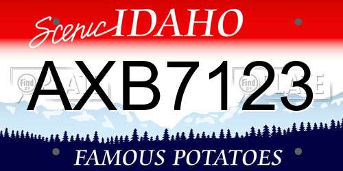 AXB7123 Idaho License Plate