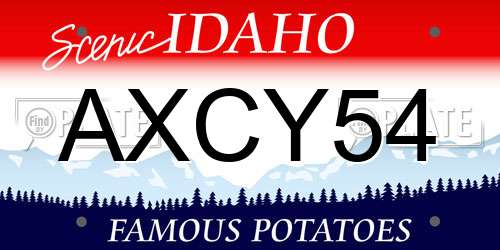 AXCY54 Idaho License Plate