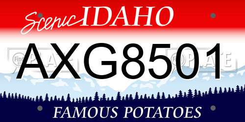 AXG8501 Idaho License Plate