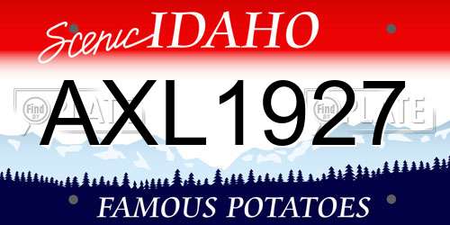 AXL1927 Idaho License Plate