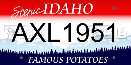 AXL1951 Idaho License Plate