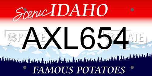 AXL654 Idaho License Plate