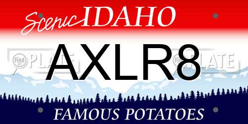 AXLR8 Idaho License Plate
