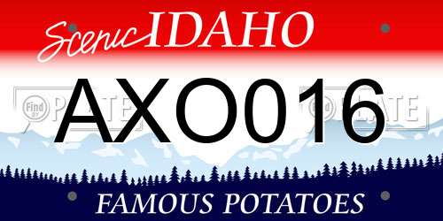 AXO016 Idaho License Plate