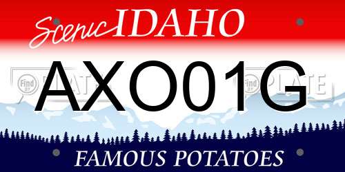 AXO01G Idaho License Plate