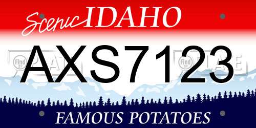 AXS7123 Idaho License Plate