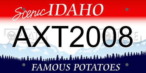 AXT2008 Idaho License Plate