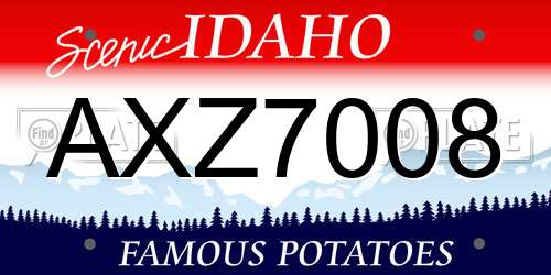 AXZ7008 Idaho License Plate