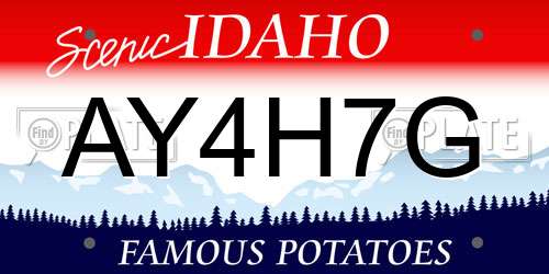 AY4H7G Idaho License Plate