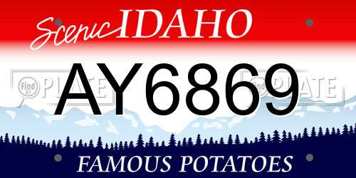 AY6869 Idaho License Plate
